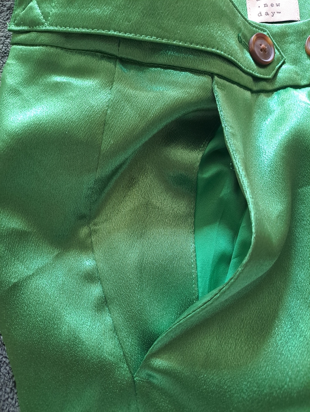Satin Emerald Green Wide-Leg Cargo Jumpsuit Pants. - Picture 6 of 11